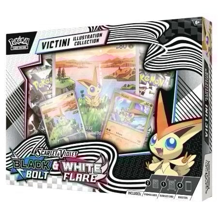 Pokémon Victini Illustration Collection Box med promokort, jumbo foil og 4 boosterpakker – Cardchimp.no