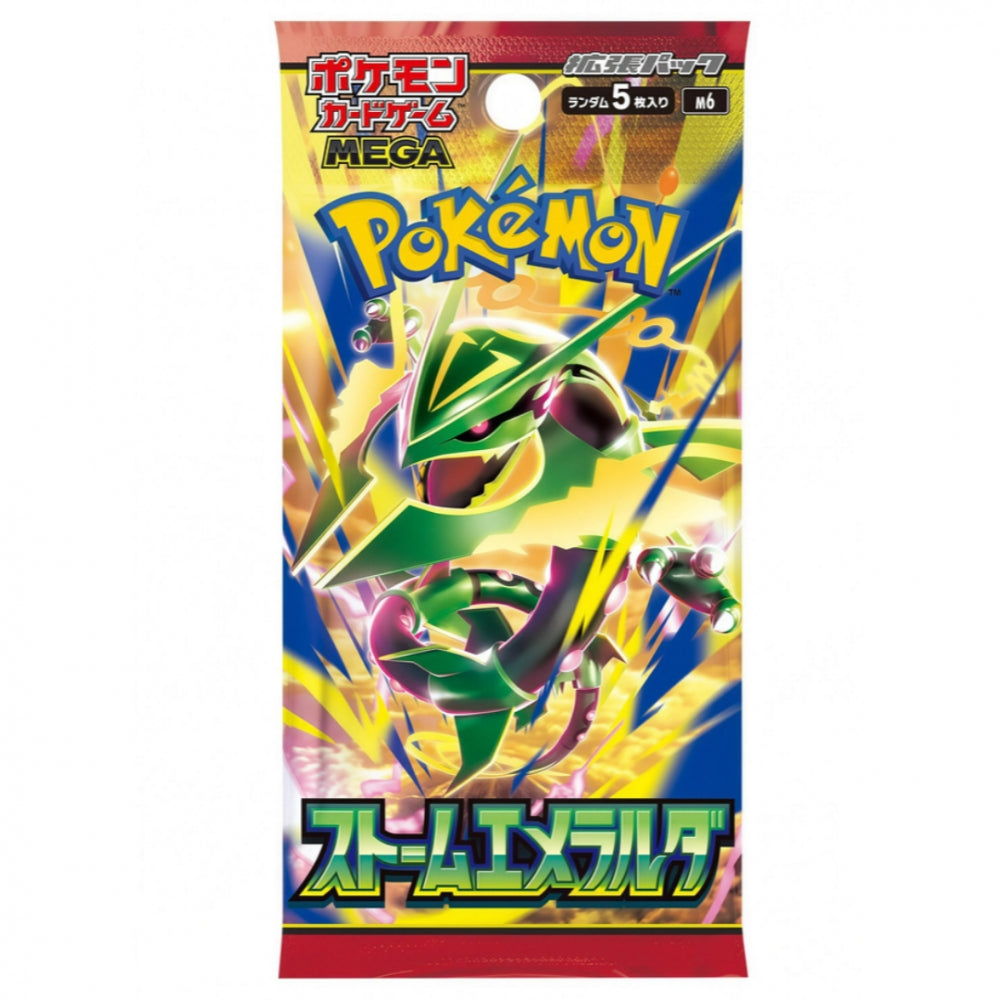 Pokémon Storm Emeralda M6 – japansk boosterpakke med 5 kort.