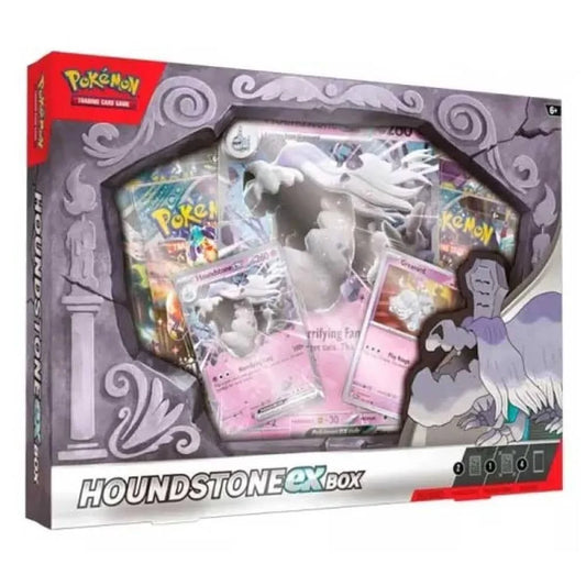 Pokémon Houndstone ex Box med promokort, stor foil og 4 boosterpakker – Cardchimp.no