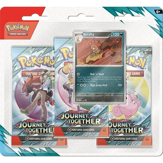 Pokémon Journey Together 3-pack blister med boosterpakker, promokort og mynt – Cardchimp.no